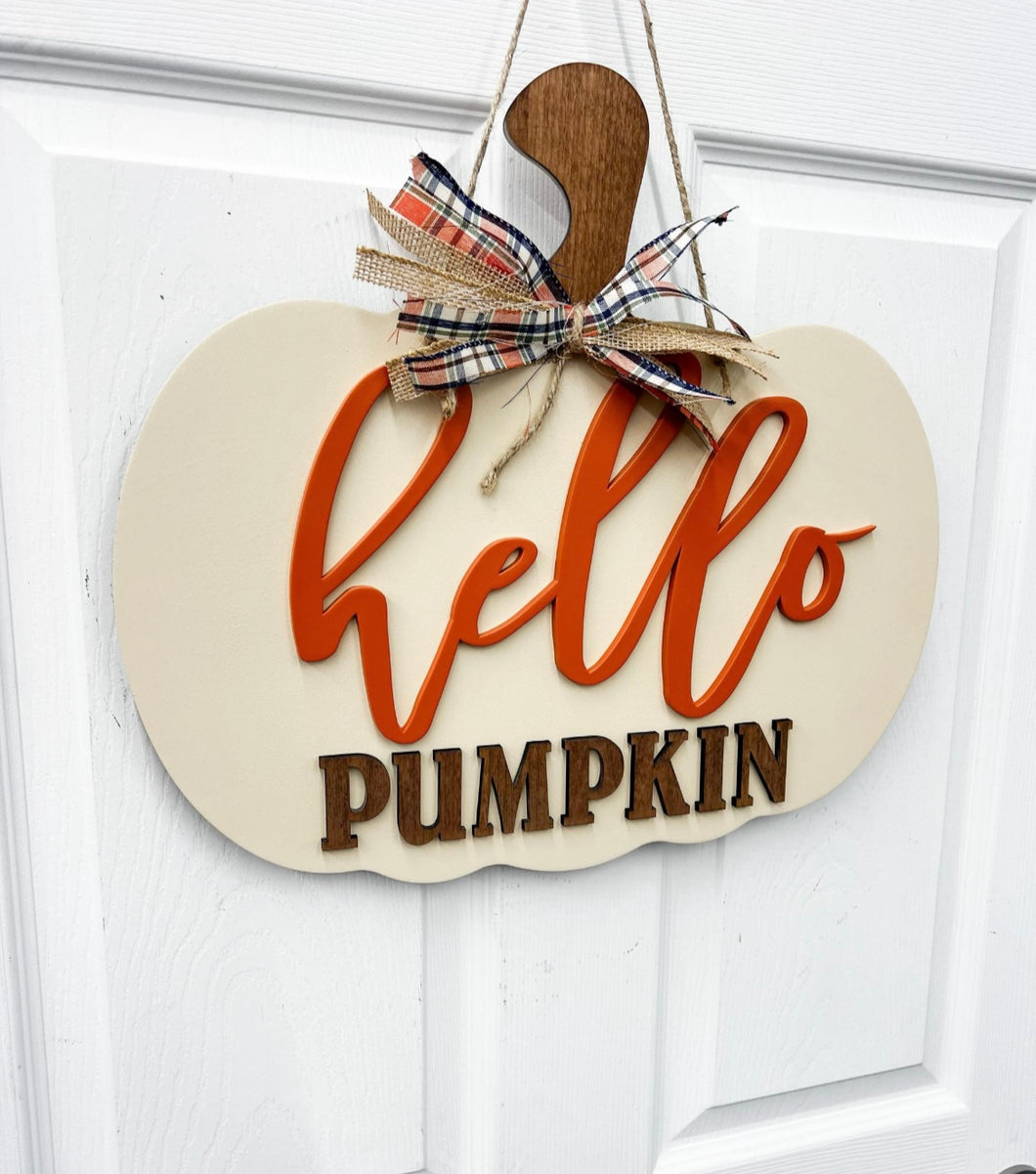 Hello Pumpkin Wood Door Hanger| fall wood wreath | pumpkin fall door decor Football wreath