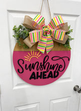 Load image into Gallery viewer, sunshine ahead summer Front door wreath|front door hanger for summer
