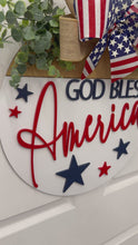 Load and play video in Gallery viewer, God Bless America Patriotic Front door wreath|front door hanger for Memorial Day

