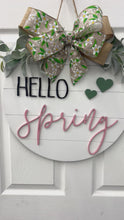 Load and play video in Gallery viewer, Hello Spring Front door wreath|front door hanger for spring
